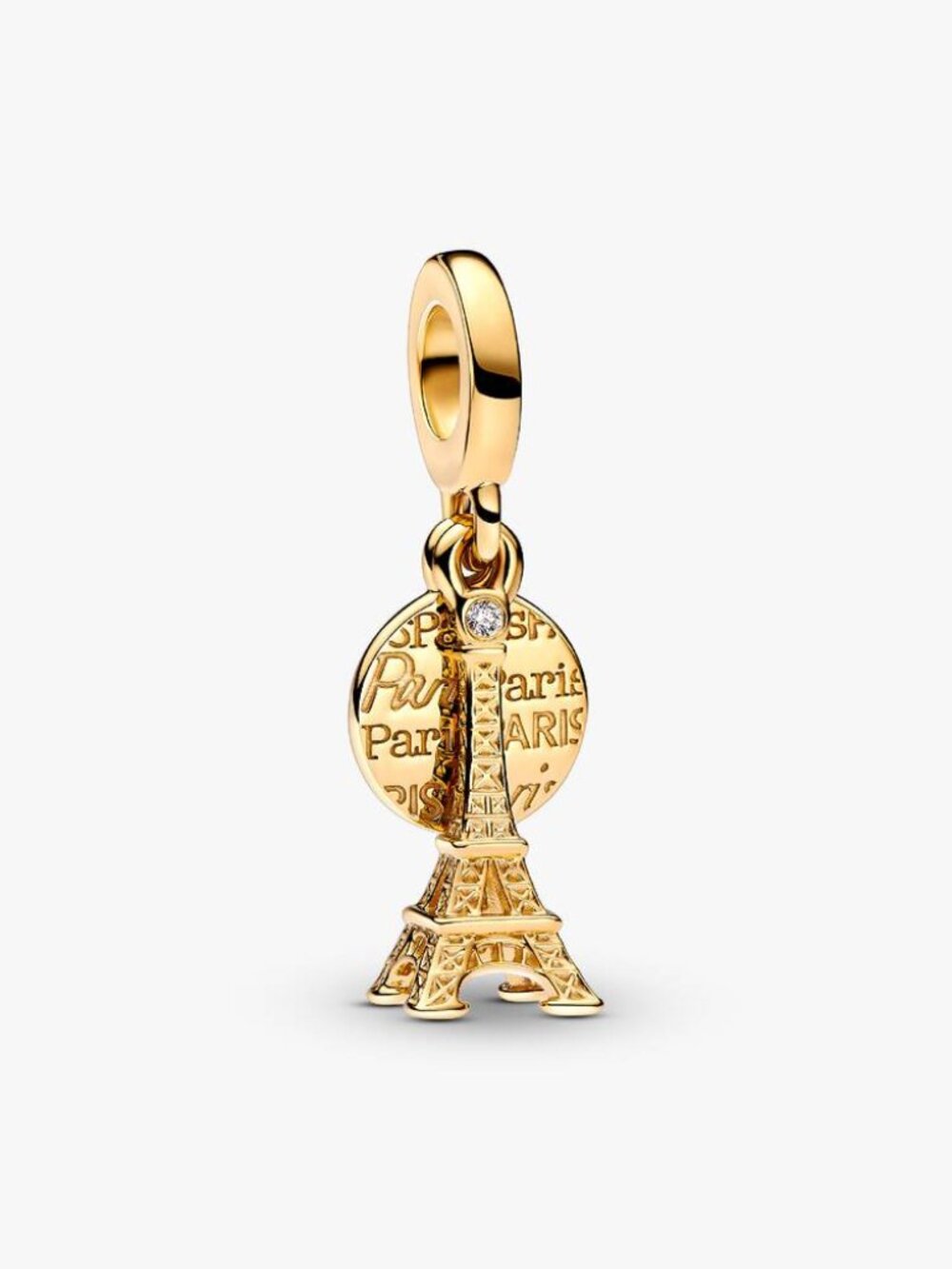 Pandora Paris Eiffel Tower Lab-Grown Diamond Engravable Double Dangle Charm